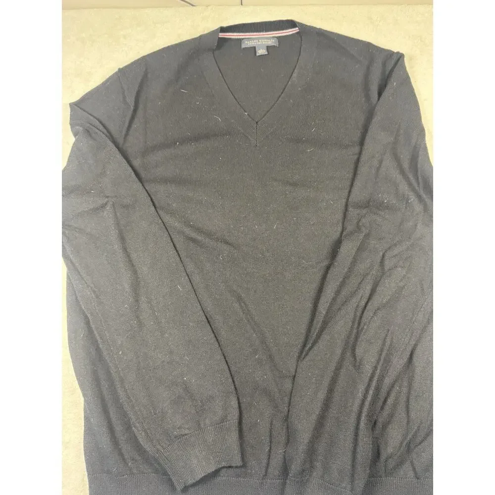 Banana Republic Extra Fine Merino Wool V Neck Sweater Men’s Large Black